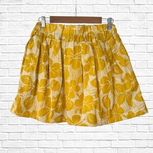 ForeverXXI Yellow Floral Cotton Skirt w/pockets -Size:M